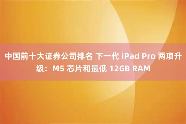 中国前十大证券公司排名 下一代 iPad Pro 两项升级：M5 芯片和最低 12GB RAM