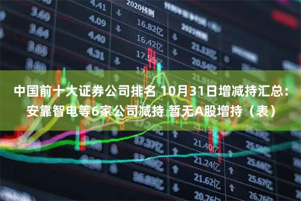 中国前十大证券公司排名 10月31日增减持汇总：安靠智电等6家公司减持 暂无A股增持（表）